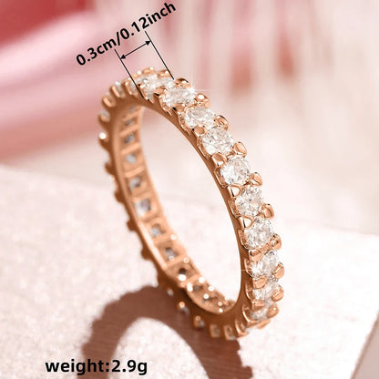 Silver CZ Thin Band Ring for Women