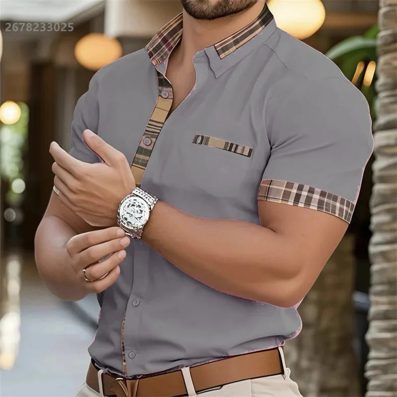 Men’s Luxury Short Sleeve Social Party Shirt