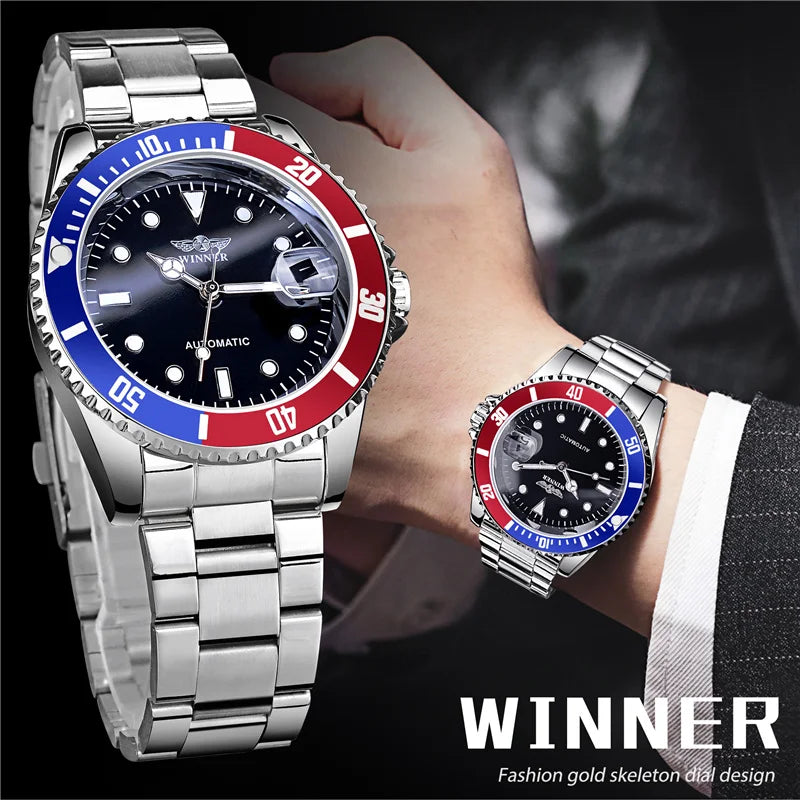⌚ WINNER 002 Automatic Mechanical Men’s Watch – Luminous Date Luxury Style ✨