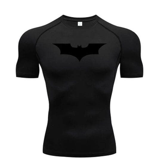 🦇💪 Men’s Bat Print Compression Tee | Gym Fit 🏃‍♂️