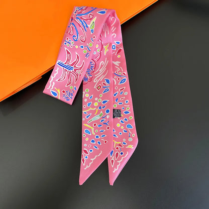 🧣 Glomexia Silk Print Hair Scarf – Elegant Women Fashion Wrap ✨