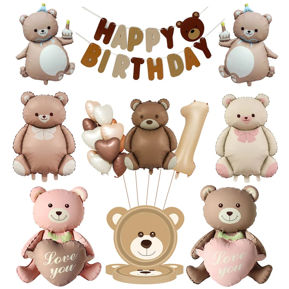 Premium Teddy Bear Birthday Balloon Decoration Set