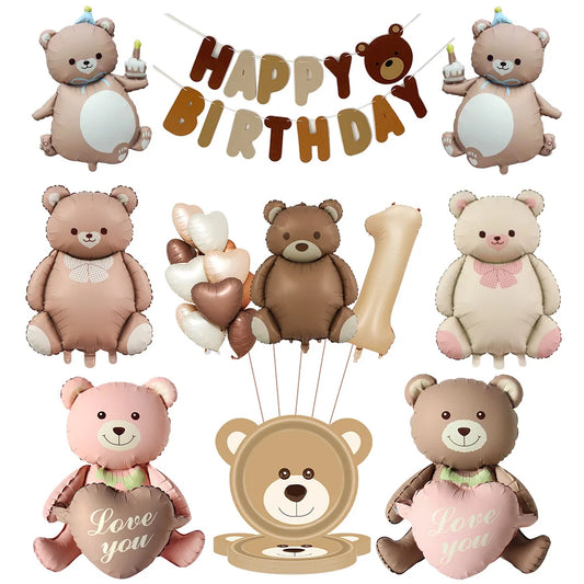 Premium Teddy Bear Birthday Balloon Decoration Set