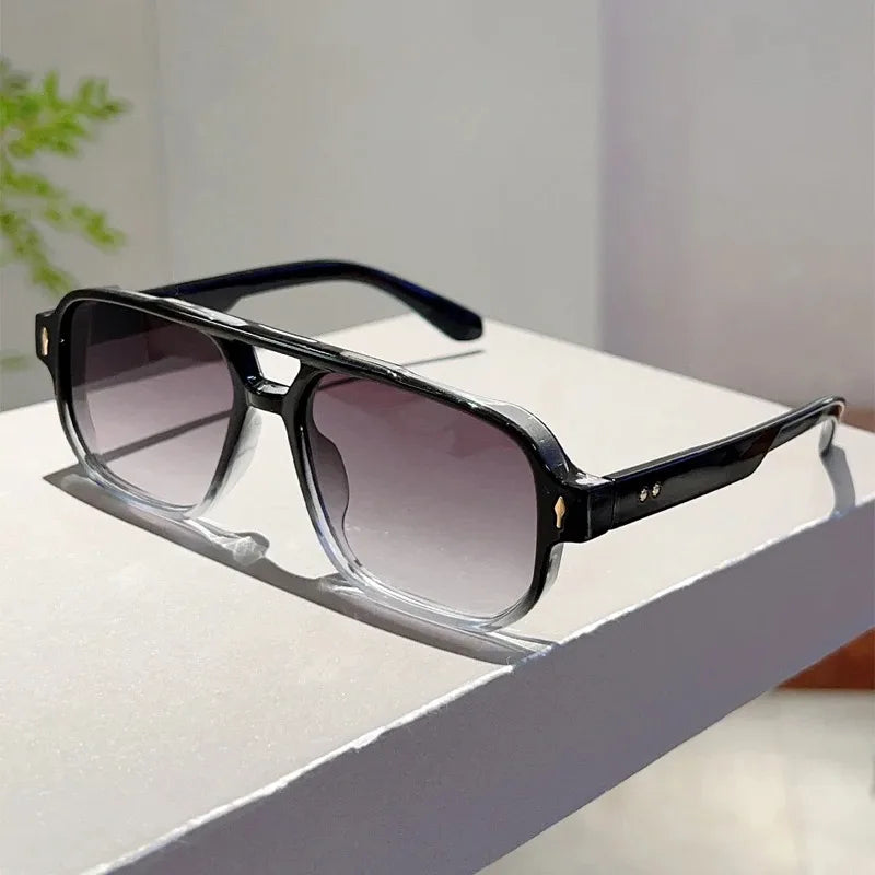 Vintage Square Sunglasses – Double Bridge UV400 Eyewear
