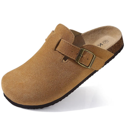 Women Suede Cork Mules 👡 | Arch Support Buckle Clogs