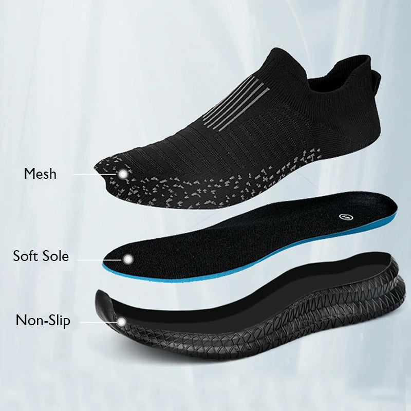 Men Breathable Slip-On Mesh Sneakers 👟