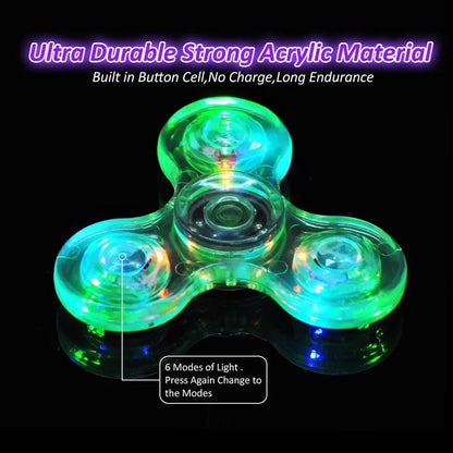LED Light Fidget Spinner Toy for Stress Relief & Focus | Glow Spinner for Kids & Adults (Portable)