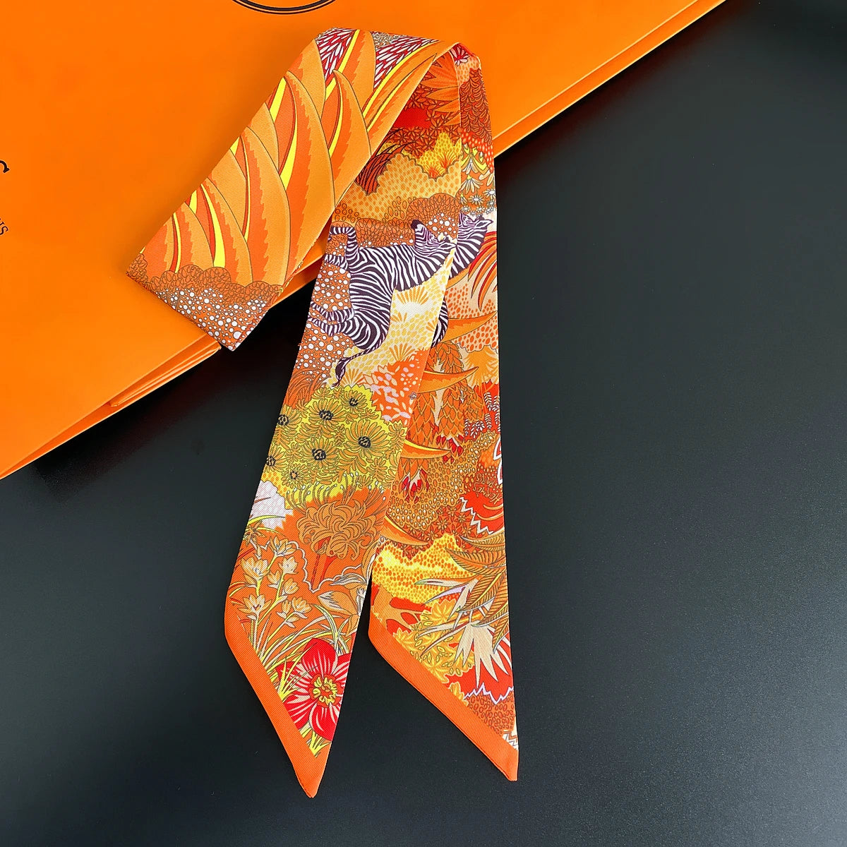 🧣 Glomexia Silk Print Hair Scarf – Elegant Women Fashion Wrap ✨