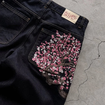 Plum Blossom Y2K Wide-Leg Jeans 🌸