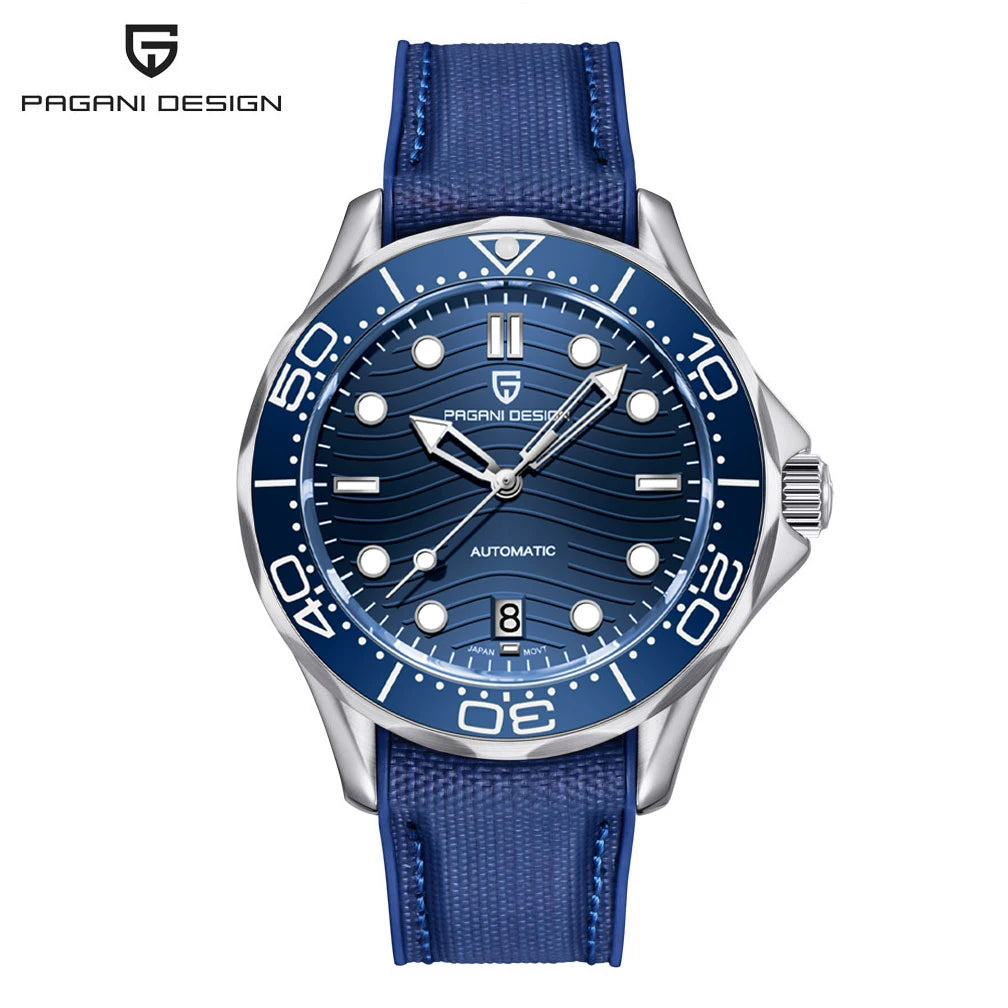 Men’s Automatic Diving Watch – Blue Dial Mechanical Wristwatch