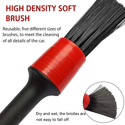 Car Detailing Brush Set (5PCS) 🚗✨ | Interior & Wheel Cleaning – Glomexia