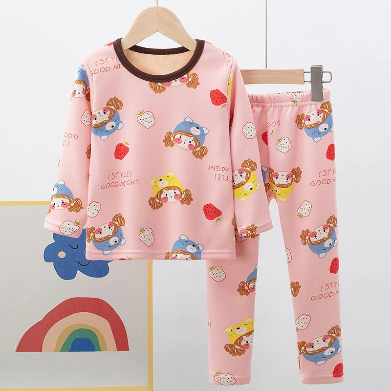 🧸 Kids Winter Print Pajama Set – Soft Full Sleeve Sleepwear