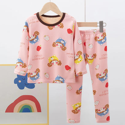 🧸 Kids Winter Print Pajama Set – Soft Full Sleeve Sleepwear