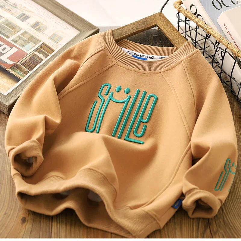 Premium Boys Letter Print Sweatshirt – Autumn Casual Wear (3-12Y)
