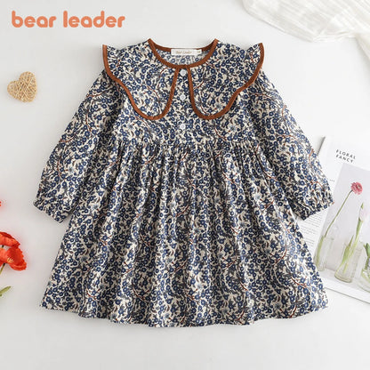 Premium Girls Doll Neck Flower Print Princess Dress