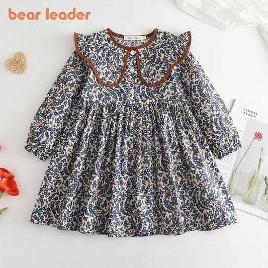 Premium Girls Doll Neck Flower Print Princess Dress