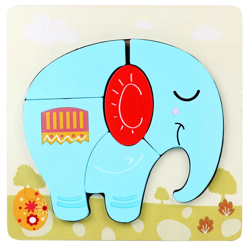 Wooden 3D Cartoon Animal Puzzle Toy