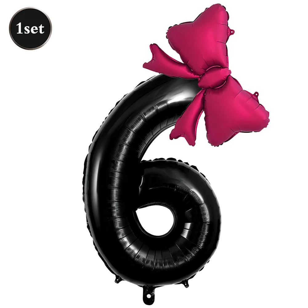 Large Bow Number Foil Birthday Balloon