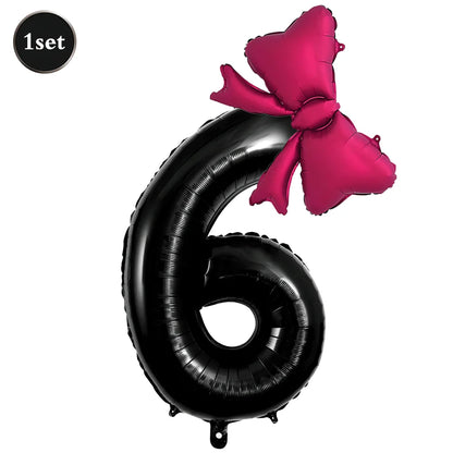 Large Bow Number Foil Birthday Balloon