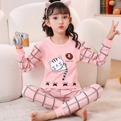 🧸 Boys Cartoon Cotton Pajama Set – Full Sleeve Nightwear