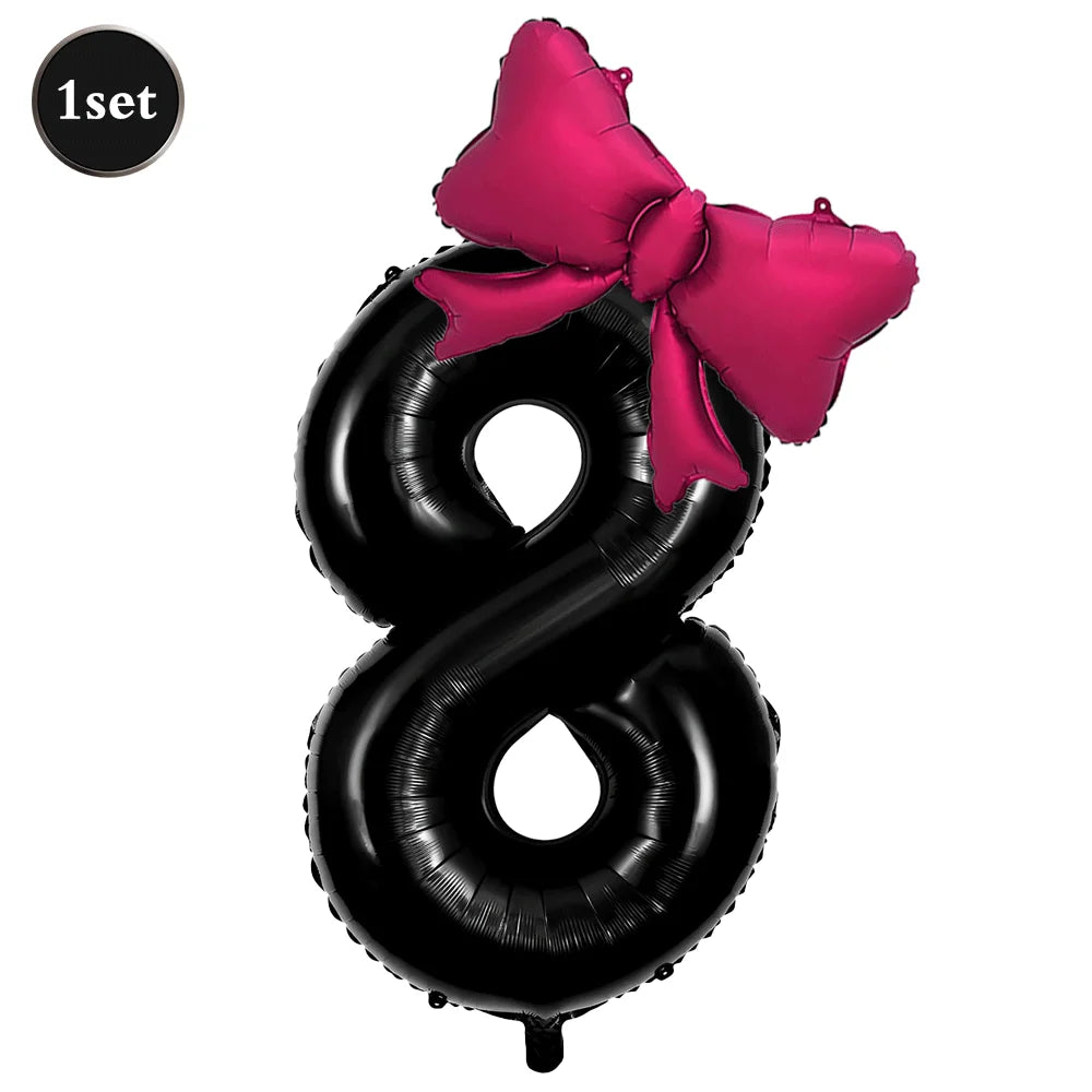 Large Bow Number Foil Birthday Balloon