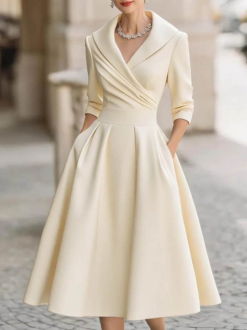 👗✨ Glomexia Elegant Solid Ankle Dress for Women