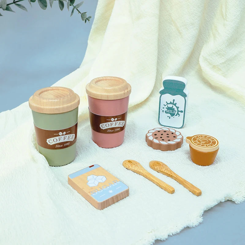 Glomexia Wooden Coffee Play Set