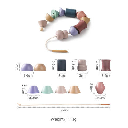 Wooden Animal Threading & Stacking Toy – Montessori Learning Set