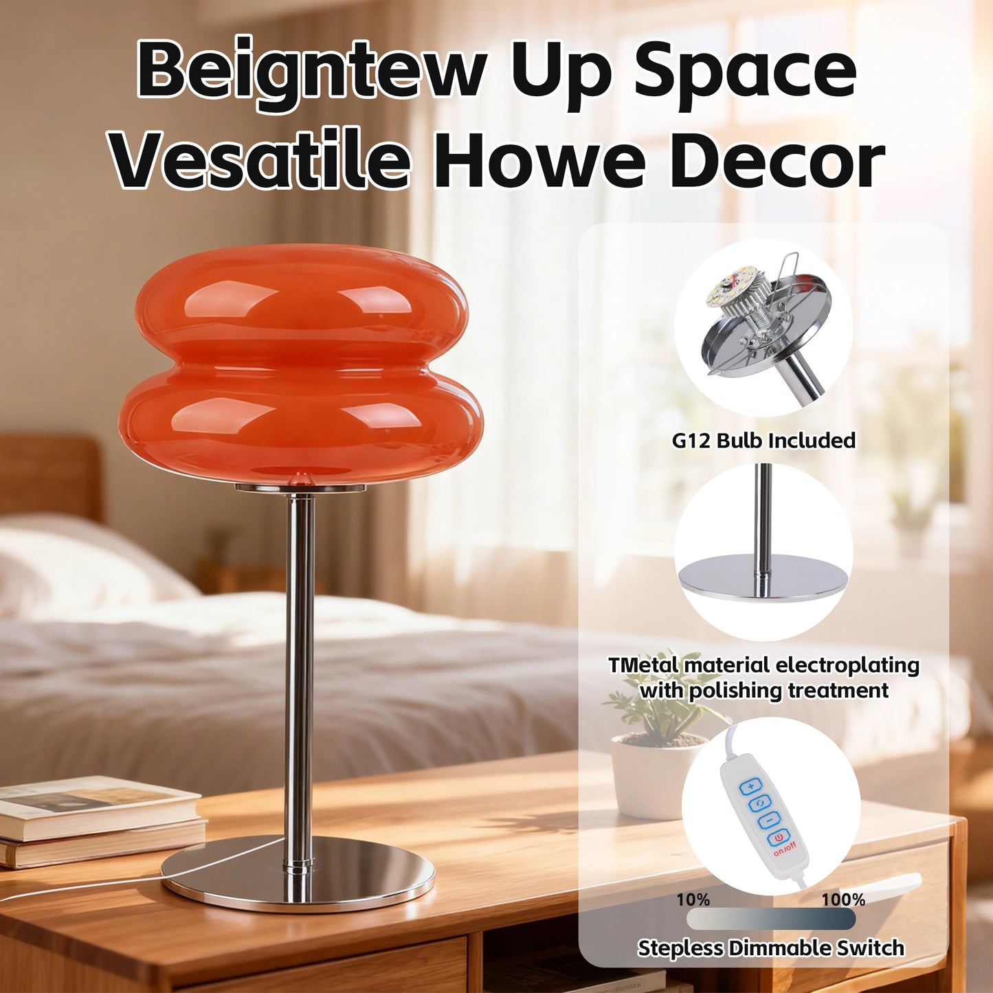 Macaron Glass Table Lamp – Tricolor Dimming