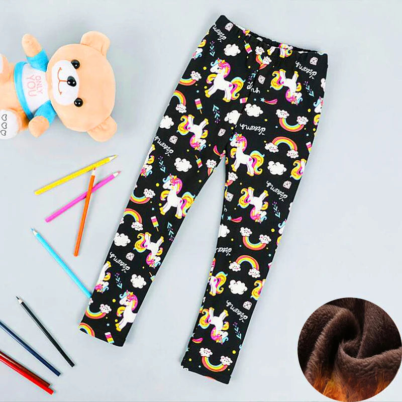 Premium Kids Winter Velvet Leggings – Thick Warm Cartoon Pants