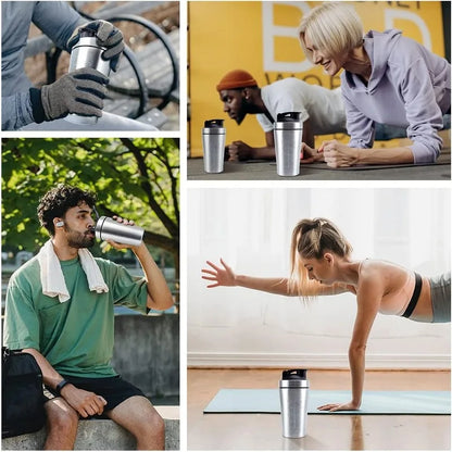 🥤 Stainless Steel Protein Shaker Bottle – Leak Proof Gym Fitness Cup