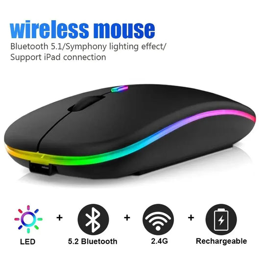 🖱️ Glomexia RGB Wireless Rechargeable Mouse (3600 DPI)