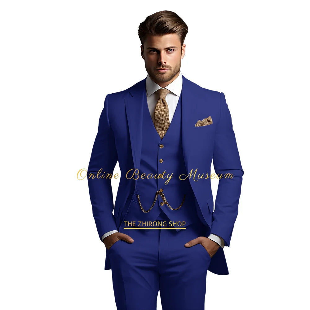 🤵 Men’s Wedding Banquet Suit – Classic Single Breasted Formal Set
