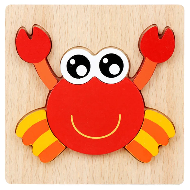 Wooden 3D Cartoon Animal Puzzle Toy