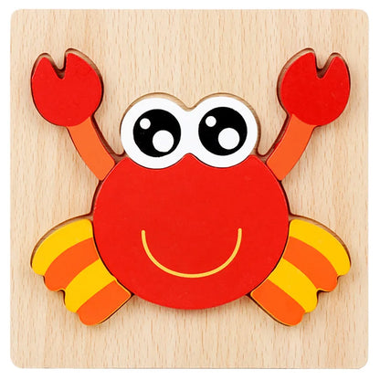 Wooden 3D Cartoon Animal Puzzle Toy
