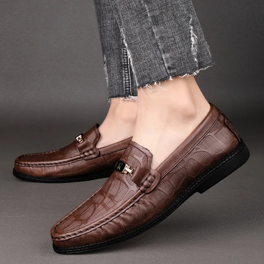 Men Genuine Leather Loafers 👞 | Breathable Slip-On Comfort