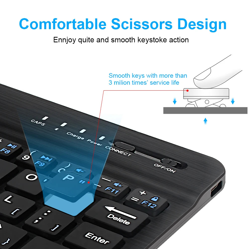 Glomexia Wireless Bluetooth Mini Keyboard – Rechargeable Multi-Device Keyboard