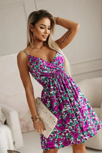 Glomexia Women’s Floral Summer Dress – Spaghetti Strap A-Line