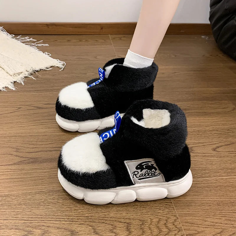 🧸 Winter Plush Home Slippers – Platform Warm Indoor Snow Shoes