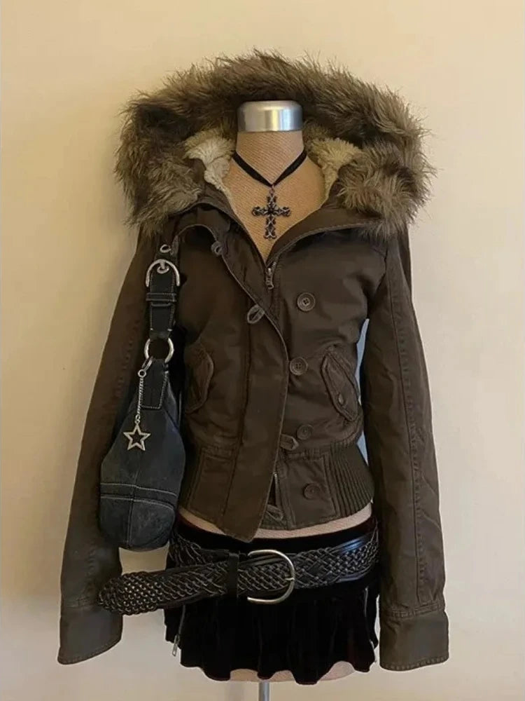 Rhinestone Hooded Crop Jacket