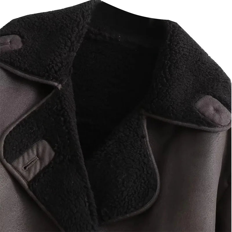 Women’s Faux Leather Plush Jacket 🖤 | Winter Warm Coat