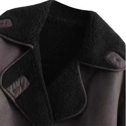 Women’s Faux Leather Plush Jacket 🖤 | Winter Warm Coat