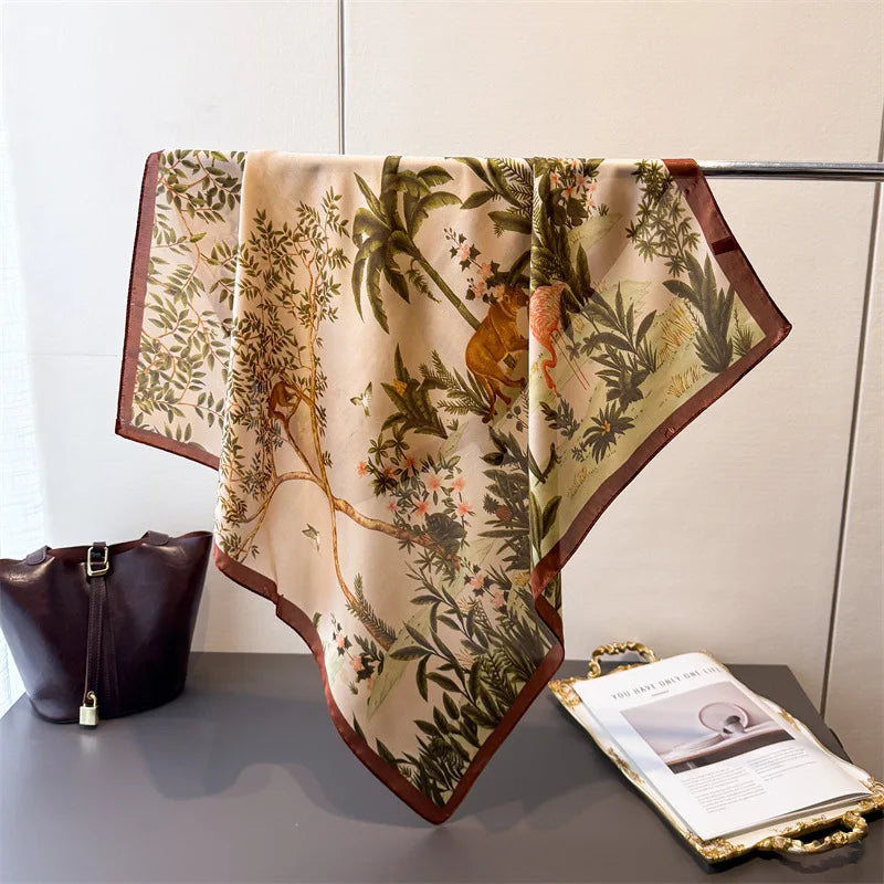 Women’s Luxury Floral Printed Silk Scarf