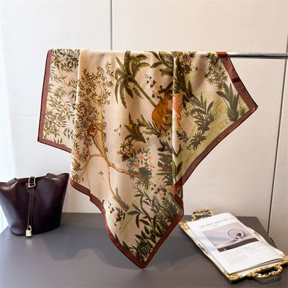 Women’s Luxury Floral Printed Silk Scarf