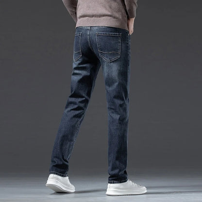 🔥 Men’s Winter Fleece Jeans – Slim Fit Business Casual Denim Pants