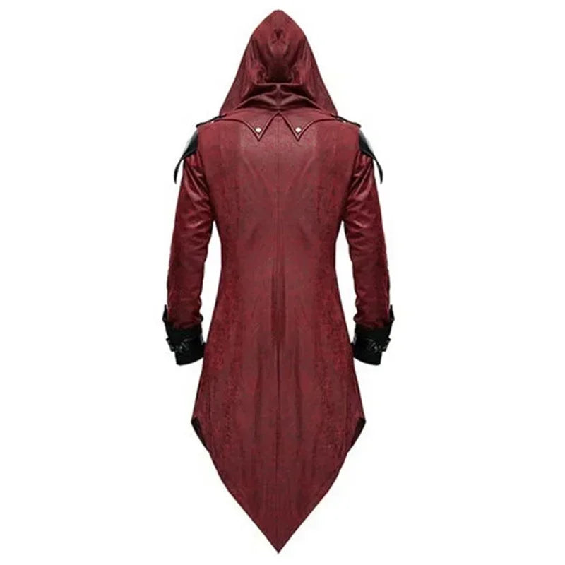 🗡️ Men’s Assassin Hooded Costume Jacket – Medieval Cosplay Streetwear Outfit