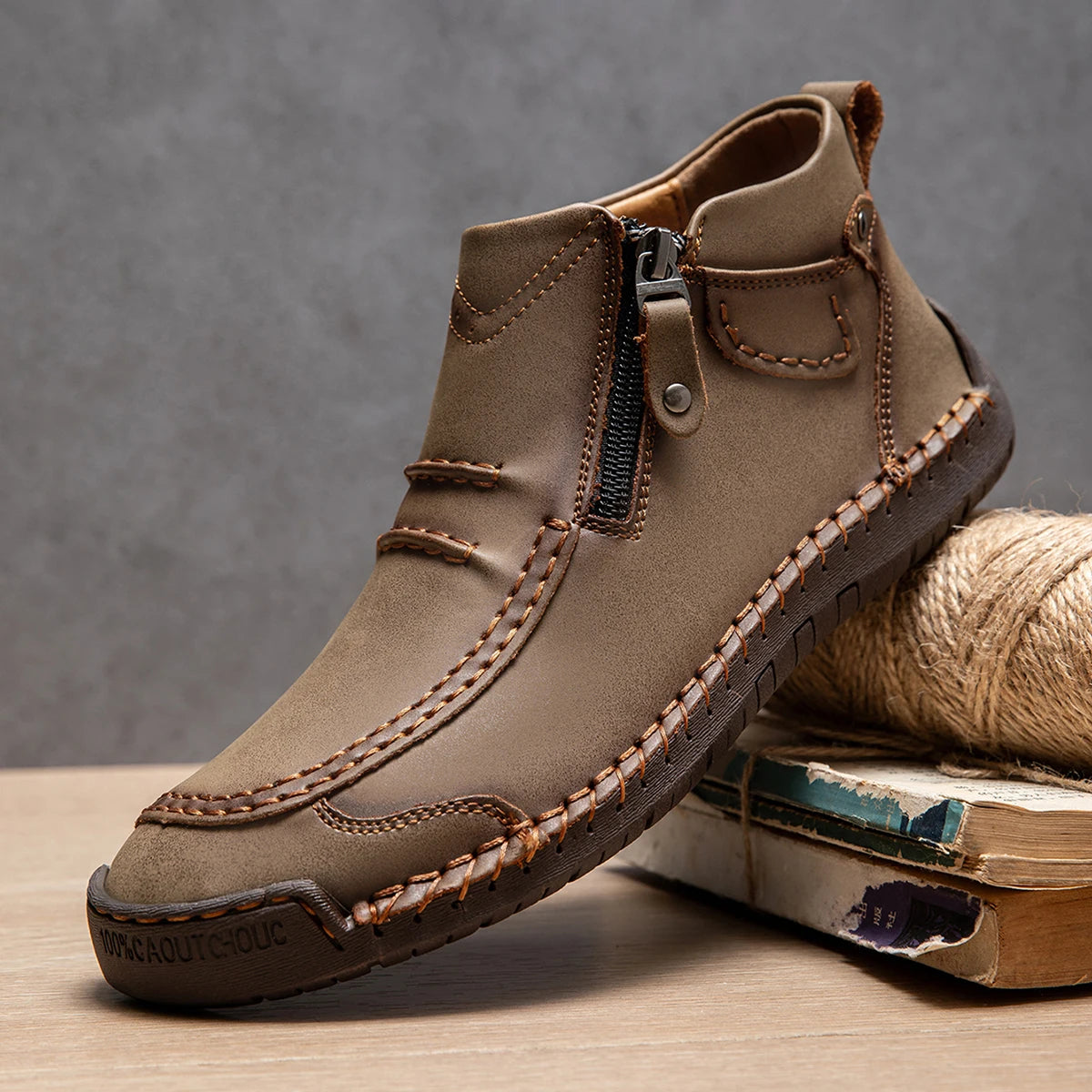 Handmade Leather Ankle Boots for Men