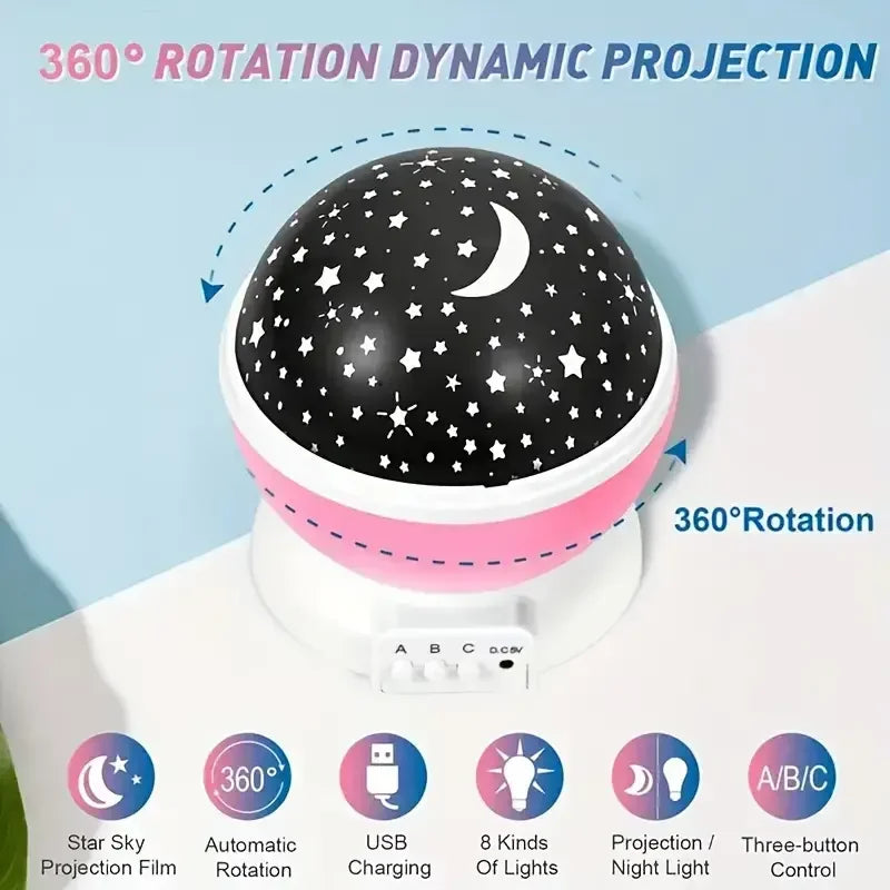 USB Starry Night Light Projector – 9 Color Modes