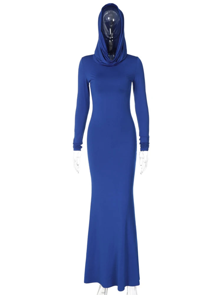 👗 Hooded Bodycon Midi Dress