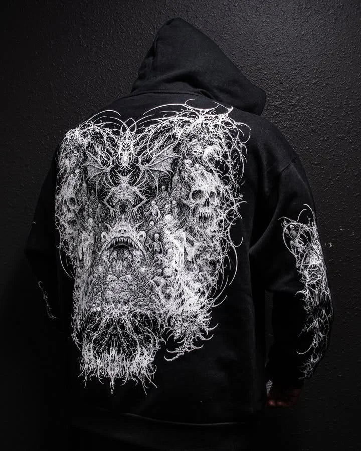 Vintage Skull Zip-Up Hoodie – Y2K Streetwear Sweatshirt for Men